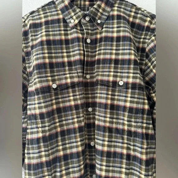 EVERLANE Men's Plaid Flannel Button Down Shirt Long Sleeve Beechwood Size L - Picture 5 of 13